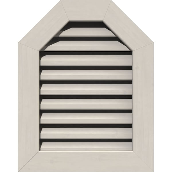 Ekena Millwork Octagonal Top Gable Vent Primed, Functional, Pine Gable Vent w/ 1" x 4" Flat Trim Frame, 16"W x 36"H GVWOT16X3601SFPPI - main